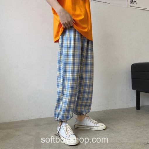 Softboy Comfortable Baggy Y2k Casual Plaid Pants 2
