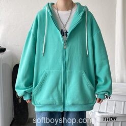 Solid Casual Harajuku Hooded Zipper Hoodie 12