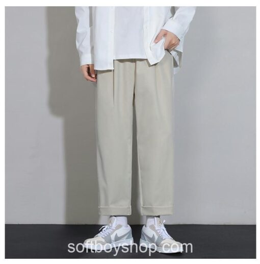 Soft Boy Casual Solid Casual Straight Pants 14