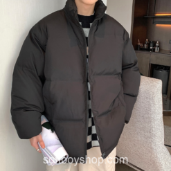Solid Softboy Parkas Winter Bubble Streetwear Coat