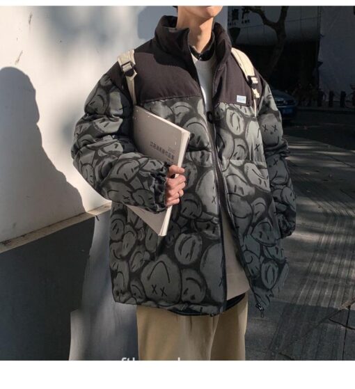 Men Japanese Streetwear Smile Softboy Puffer Jacket 11
