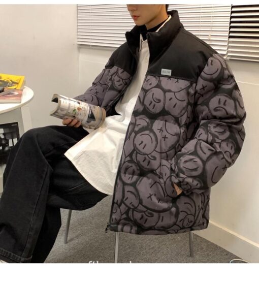 Men Japanese Streetwear Smile Softboy Puffer Jacket 16