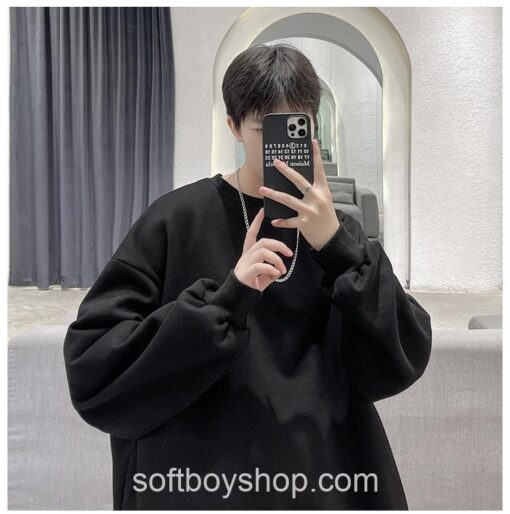 Softboy Streetwear Solid Color Japan Style Sweatshirt 22