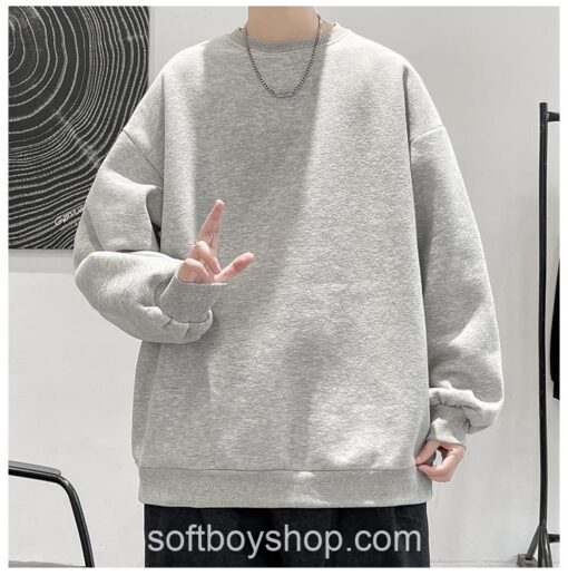 Softboy Streetwear Solid Color Japan Style Sweatshirt 19