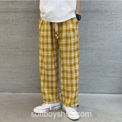 Softboy Comfortable Baggy Y2k Casual Plaid Pants