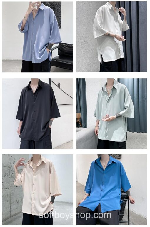 Half Sleeve Men Solid Shirts 12