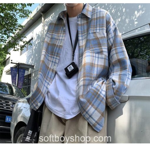 Soft Boy Woolen Plaid Shirt Coat 14