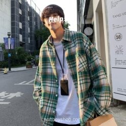 Soft Boy Woolen Plaid Shirt Coat 2