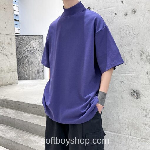 Soft Boy Streetwear Turtleneck Men Tshirt 1