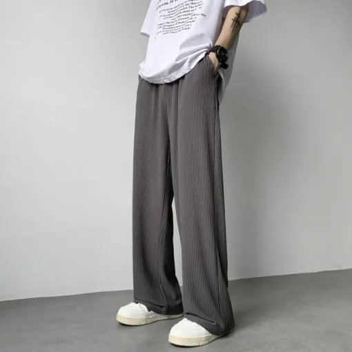 Pleated Ice Silk Soft Boy Trousers Pants 3