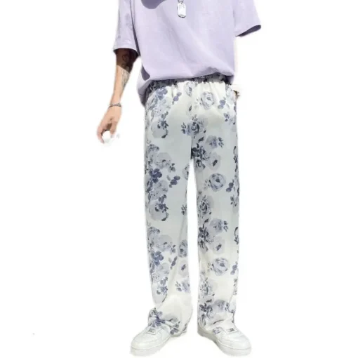 Flower Print Soft Boy Trousers Pants 6